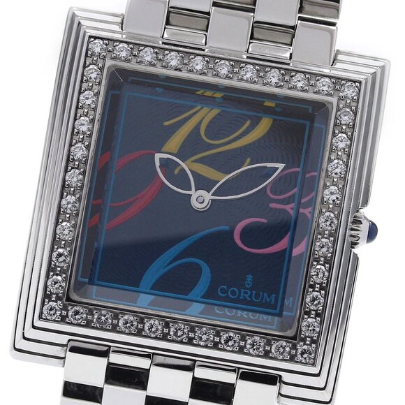 CORUM pyramid 138.341.47 Diamond Bezel black Dial Quartz Ladies Watch - Picture 1 of 6